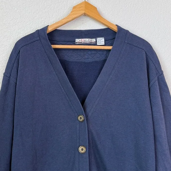 Vintage Classic Navy Blue Cardigan Sweater Size XLarge - Picture 2 of 9